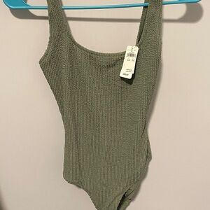 NWT Aerie Textured Olive Bodysuit
